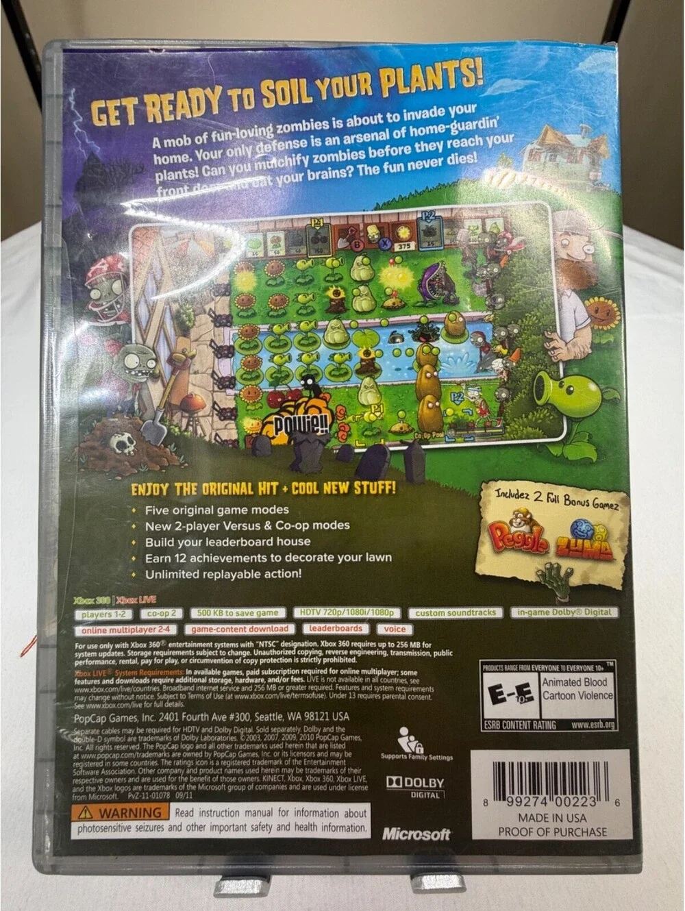 Plants vs. Zombies (Microsoft Xbox 360, 2010) - Complete and Tested